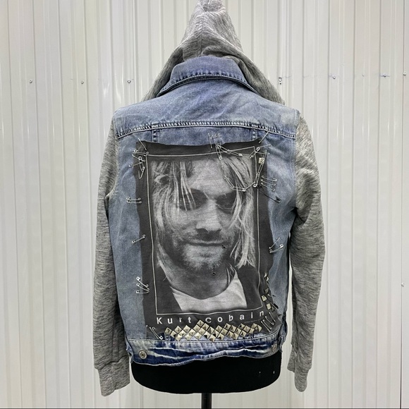 custom kurt cobain nirvana band t denim jacket - Picture 2 of 9